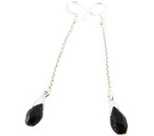 Les Trésors De Lily [Q9851] - Boucles Argent artisanales 'Heaven' noir argenté - 7 cm- 10x7 mm