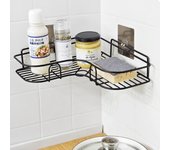 Estante de esquina de almacenamiento de hierro sin perforaciones para baño, dormitorio y cocina blanco