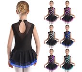Vestido sin mangas de patinaje artístico sobre hielo para niñas, ropa de entrenamiento para gimnasia y baile de salón 5-6 Years blanco