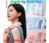 Ventilador de cuello portátil, Ventilador inalámbrico para colgar en el cuello, Mini ventiladores sin aspas, Ventilador de refrigeración USB, ventiladores silenciosos recargables para deportes al aire libre 3000mAH color rosa