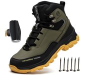 Botas clásicas de seguridad para hombre, resistentes al desgaste, para senderismo, de gamuza de vaca, cómodas zapatillas para caminar, zapatos tácticos 38 verde