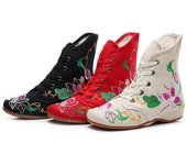 Botas cortas con cordones y tacón cuadrado para mujer, botines desnudos bordados, deportivos 38 negro