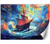 Fondo de pantalla Barco en el mar 100x70 púrpura