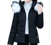 Nueva chaqueta de plumón cálida con cuello de piel a la moda para mujer, chaqueta de plumón de invierno para mujer, Parker para mujer M rojo