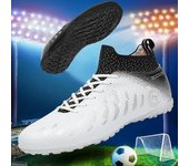 Zapatos de fútbol para jóvenes, botas de fútbol profesionales de gran tamaño con césped Artificial TF de uñas cortas para hombres 31 blanco