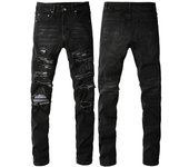 Pantalones Vaqueros Rotos Para Hombres Pantalones Vaqueros Con Parches High Street Tide Hombres Elásticos Delgados Pantalones De Pierna Pequeña Pantalones De Moda Tubo Recto 28 negro
