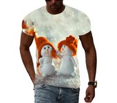Novedad de verano, camiseta con estampado 3D de muñeco de nieve de Navidad para hombre, camiseta holgada de Fitness de manga corta con cuello redondo, ropa de calle Unisex para fiesta a la moda S
