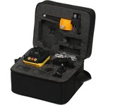 Nivel láser profesional omnidireccional 4D, herramienta de nivel láser de 16 líneas, 4 × 360 °, haz verde automático US Plug & 2 Battery negro