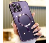 Funda Magsafe transparente de carga inalámbrica con revestimiento de lujo para iPhone 15 14 13 12 11 Pro Max X XR XS 7 8 Plus SE 2020 22 Mini cubierta de protección suave de TPU iPhone 15 Pro Max púrpura