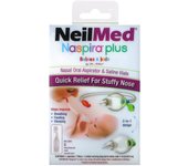 NeilMed Naspira Plus, aspirador nasal y oral con vial de solución salina, para bebés y niños, juego de 17 piezas