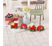 Adornos para casa de muñecas, Mini tren de Navidad, copo de nieve, colores vibrantes, creación de atmósfera festiva, modelo de juguete en miniatura rojo