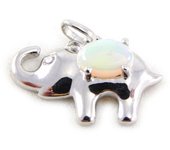 Les Trésors De Lily [G0795] - Pendentif Argent 'Déesse Opale' éléphant Blanc argenté (rhodié) - 20x11 mm