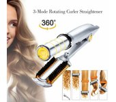 Rizador de pelo giratorio de 2 vías, plancha rizadora automática, cepillos eléctricos para el cabello, plancha de cerámica, alisador de cabello EU