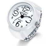 JEWELRYWE Reloj de anillo Reloj de anillo de negocios de moda Impermeable Tapa abatible Esfera numérica Reloj de anillo de cuarzo deportivo Acero inoxidable