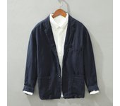 Camisa de algodón para hombre, estilo japonés, estilo retro, para el trabajo, manga larga, chaqueta informal holgada para primavera y otoño S beige
