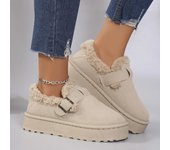 Nuevos zapatos de invierno para mujer, zapatos Boken, zapatos de felpa de moda retro, zapatillas de suela plana de algodón para mujer, botas de plataforma para mujer 36 blanco
