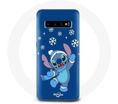 Coque pour Samsung Galaxy s10 plus Stitch neige Noël bleu