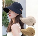 Sombrero de pescador para mujer, de primavera y verano, con protección solar, de ala ancha, de béisbol, liso. one size negro