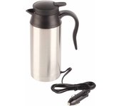 Hervidor eléctrico de acero inoxidable para coche, 750 ml, para café, té, termo, calentador de agua, 12 V blanco