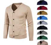Suéter para hombre, informal, de color sólido, cárdigan de punto, suéter, chaqueta de punto fina M gris