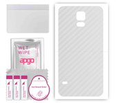 apgo Protective Skin Sticker for the back compatible with Samsung Galaxy S5 mini, Wrap Film, Foil, Vinyl - Pattern Transparent Carbon