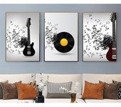 Pintura en lienzo de nota de registro de guitarra abstracta moderna, arte de pared, carteles nórdicos e impresiones para decoración para sala de estar y oficina, Cuadros 21cm×30cm NoFrame