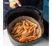 Papel especial para freidora de aire, papel para hornear a prueba de aceite y absorbente de aceite para plato de barbacoa doméstica, almohadilla para sartén de cocina y horno de alimentos 25pcs white