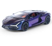 1/24 Nuevo Lamborghini Revuelto Coche deportivo de juguete Modelo Aleación de fundición Puertas abiertas Elevación Ala trasera Sonido Luz Vehículos Colección Regalos para niños naranja
