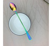Jugo Café Revolver Cubiertos 18/10 Espejo de acero inoxidable Arco iris Cucharadita Vajilla Helado Mango largo Cuchara Vajilla Juego Herramientas de cocina 1 piece