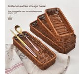 Organizador de cajones de cocina de imitación de ratán: Cesta para guardar vajilla y utensilios