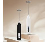 Batidora eléctrica para espumar leche, recargable, de 3 velocidades, de mano, con varilla batidora potente negro