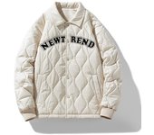 Chaqueta acolchada de algodón a cuadros con diamantes de solapa de marca de tendencia de invierno para hombre, chaqueta acolchada de algodón cálida informal para parejas 5XL blanco