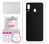 apgo Protective Skin Sticker for the back compatible with Samsung Galaxy A20, Wrap Film, Foil, Vinyl - Pattern Carbon Black