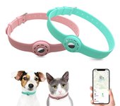 Nuevo collar antipérdida de silicona para mascotas y gatos, para el rastreador protector Airtag de Apple, collar de posicionamiento antipérdida, collar ajustable para mascotas S color rosa
