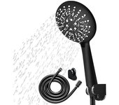 Alcachofa de ducha negra con manguera de ducha negra y soporte de ducha negro Ducha de baño con masaje de 3 modos Alcachofa de ducha negra flexible 24x12x12cm