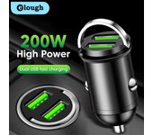 Mini cargador de coche USB de 200W con dos puertos, encendedor de carga rápida, adaptador de cargador de teléfono para iPhone 13, 12, Xiaomi, Huawei y Samsung 200W negro