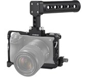 Andoer Kit de jaula para cámara + manija superior Jaula de aleación de aluminio para cámara de video con ranura para llave magnética with top handle negro