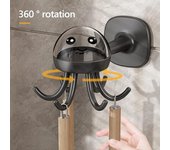 Soporte para utensilios de cocina giratorio de 360 grados, ganchos para utensilios de cocina debajo del gabinete, sin perforaciones, adhesivo, estante para colgar utensilios de cocina gris