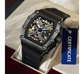 Reloj deportivo para hombre con correa de silicona hueca, reloj mecánico automático, reloj de moda para hombre