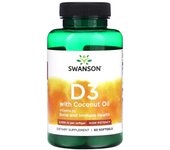 Swanson, D3 with coconut oil, high potency, 2,000 IU, 60 softgels