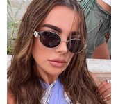 Gafas de sol ovaladas con montura metálica pequeña para mujer 2024, gafas de sol de lujo de diseñador de marca, gafas UV400, gafas de sol vintage para hombre, gafas de sol no polarizadas. gris/negro