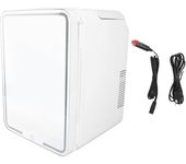 Mini refrigerador multifuncional de 12 litros con espejo de doble propósito para maquillaje y dormitorio.