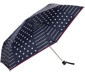 Paraguas plegable Sweet Jasmil con lunares mixtos, ideal para lluvia y sol, sencillo, elegante y bonito, para damas, con luz ultravioleta, de poliuretano, color azul marino. azul marino
