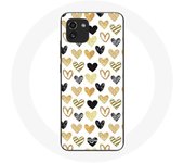 Coque pour Samsung Galaxy A03 Fond de texture abstraite coeurs noir jaune et gris