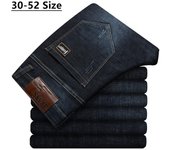 Pantalones vaqueros rectos sueltos de talla grande para hombre, pantalones clásicos de negocios, pantalones vaqueros de marca masculina, negro y azul 30