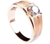 Anillo de boda de oro blanco de 1 quilate con baño de oro rosa y imitación de moissanita con superficie cepillada de bajo perfil para hombre Opening adjustable
