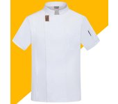 Chaqueta de chef para hombres y mujeres Camisa de cocinero de manga corta Panadería Restaurante Camarero Uniforme Top 6XL blanco