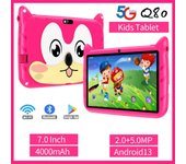 Tableta de 7 pulgadas para niños, 5G, WIFI, 2GB de RAM, 32GB de ROM, educación, aprendizaje, cámaras duales, Google Android, novedad de 2023 standard naranja