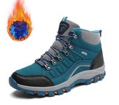 Zapatos de senderismo unisex de caña alta de terciopelo para invierno, zapatillas informales cálidas para exteriores para mujer, botas de nieve para deportes de trekking y acampada para hombre 5 azul royal