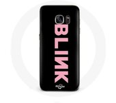 Coque pour Samsung Galaxy S6 Blink Fandom Blackpink Logo Rose Fond Noir